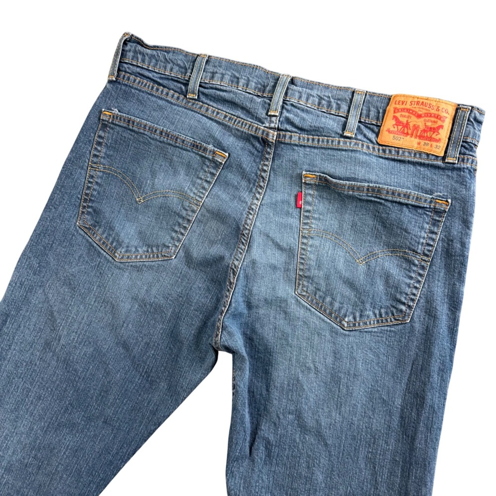 Levi's 502 Regular Taper Jeans Mens 36x29 Blue Medium Wash Stretch Dad Denim